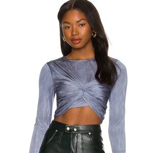 superdown Lilac Twist-Front Long Sleeve Crop Top